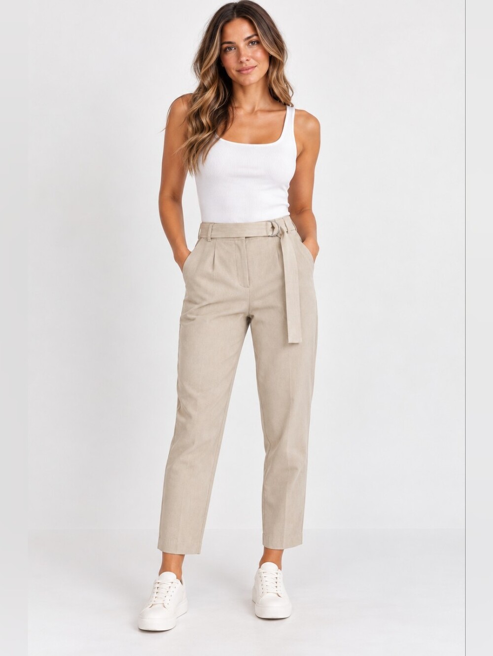 Luisa Cerano Linen Blend Ankle Pants